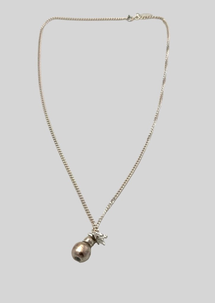 Collier - Argent massif grigri pot de fleur