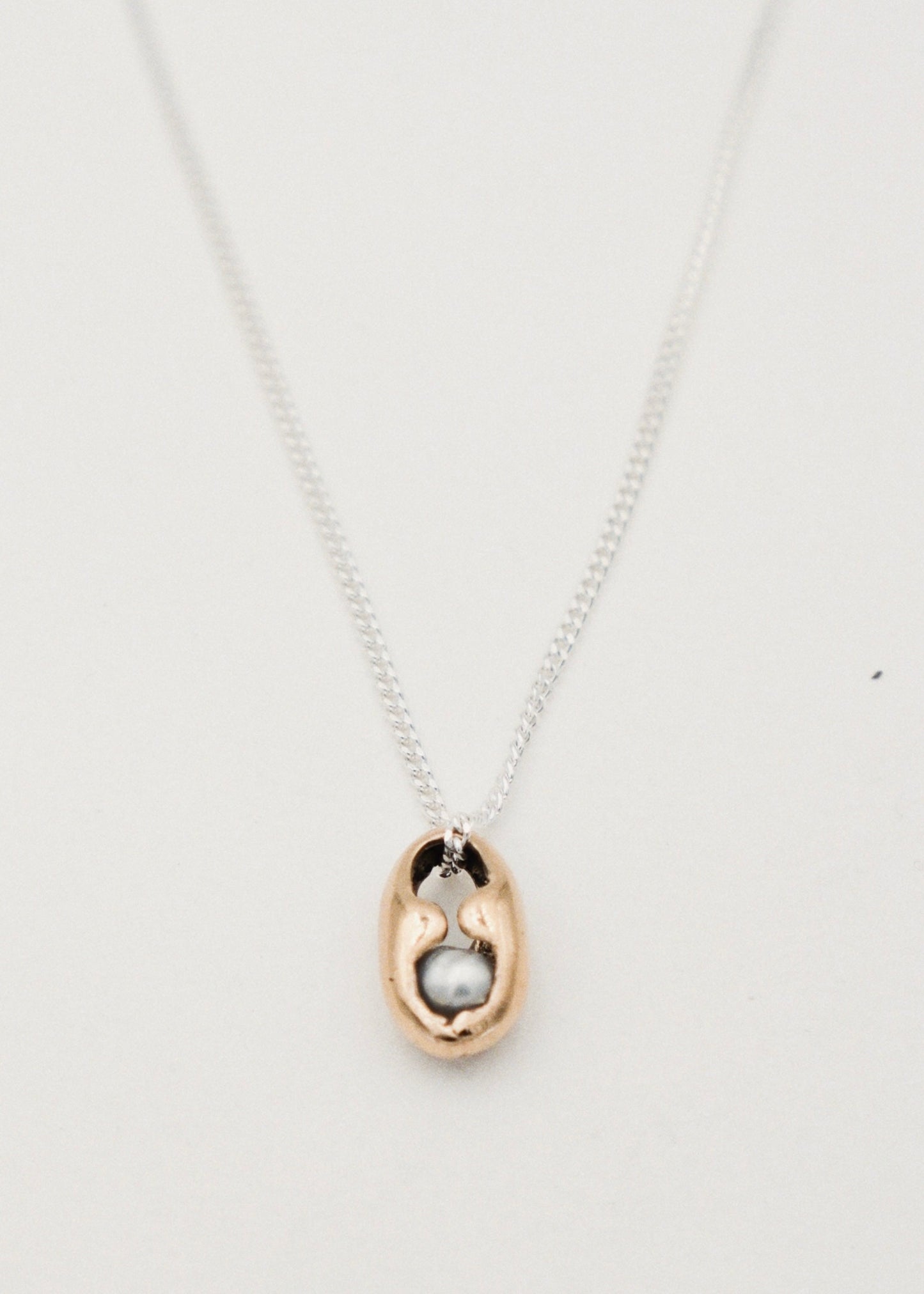 Collier pendentif - "Café" - argent & or