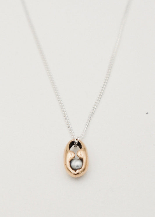 Collier pendentif - "Café" - argent & or