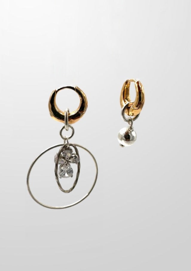 Boucle d'oreille - créoles et croix cristal swarovski