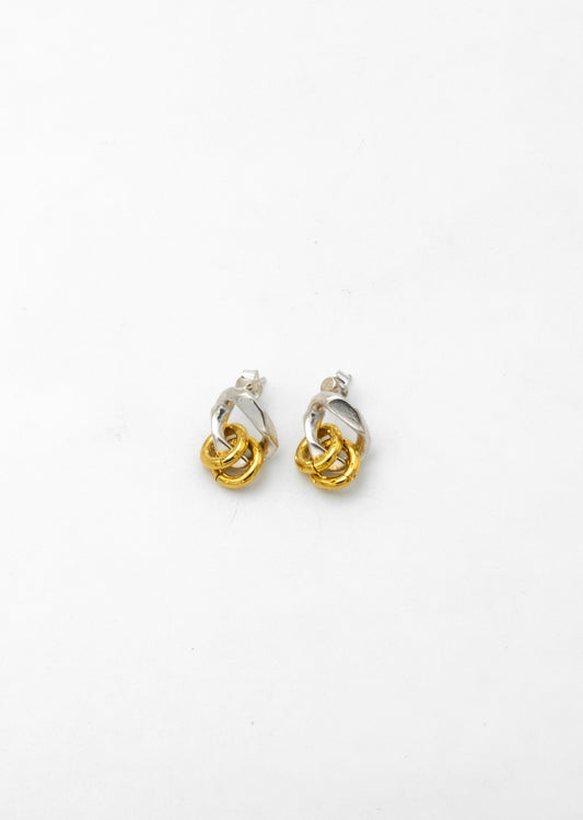 Earring - "Les Stud gourmette" - 925 Silver, Vermeil, Crystal - permanent