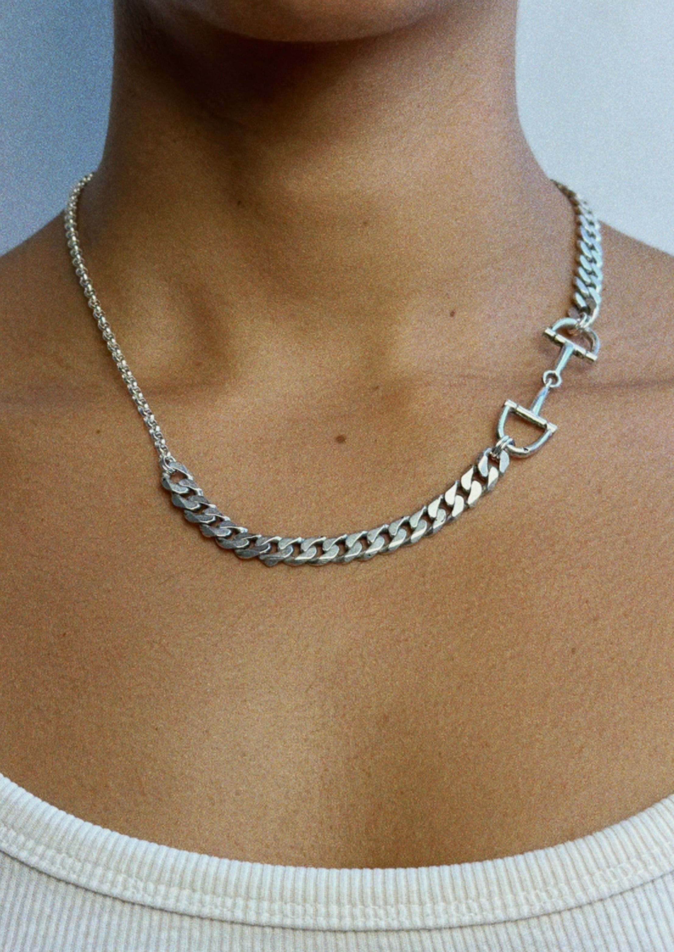 Collier unique - argent massif, double anneau