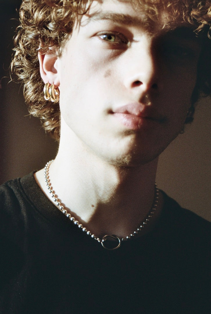 Necklace - Double mesh and flower in agent