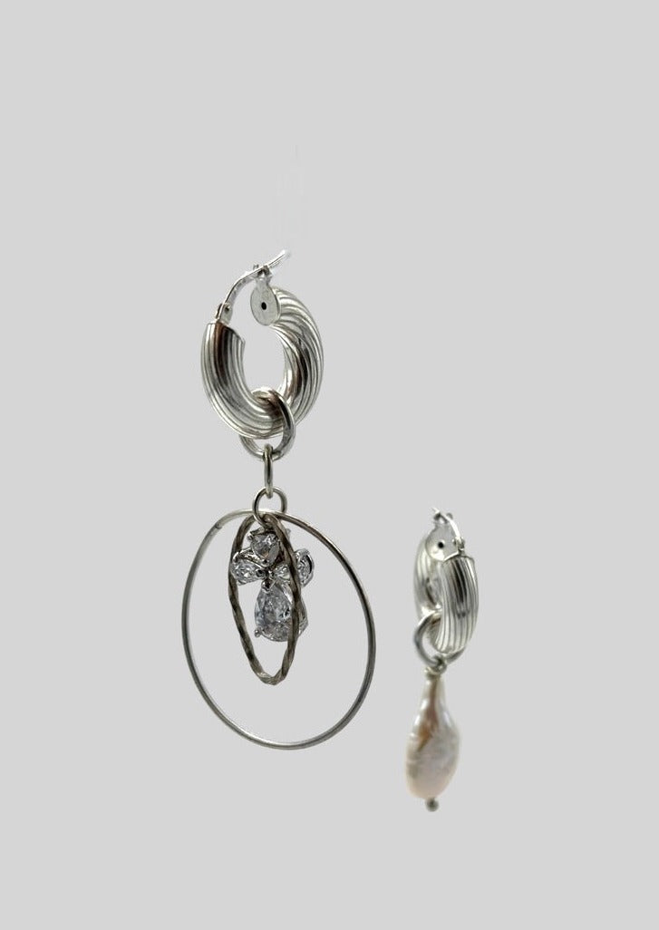 Boucle d'oreille - créoles et croix cristal swarovski