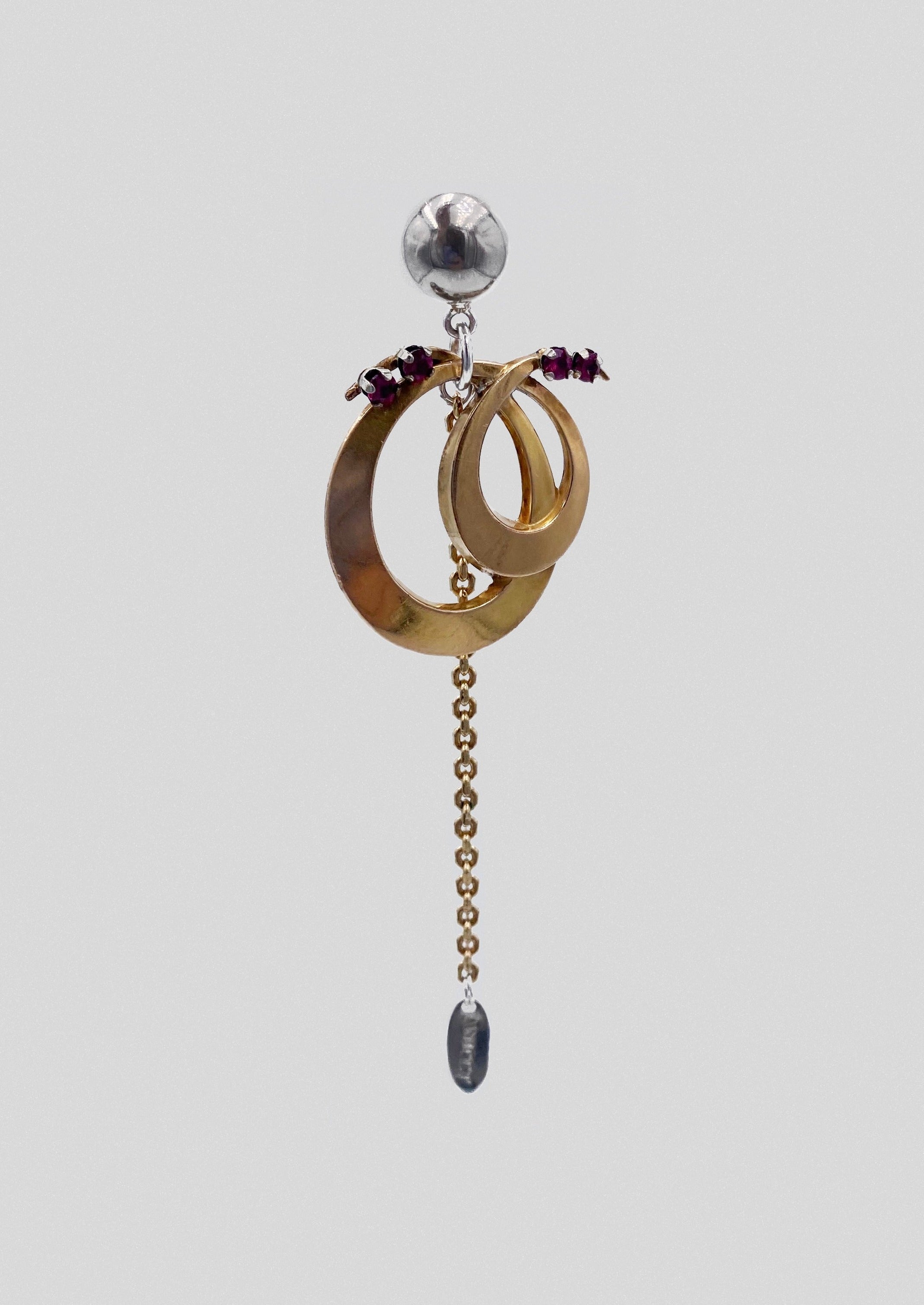 Mono Boucle d'oreille - plaqué or laminé crystal rouge