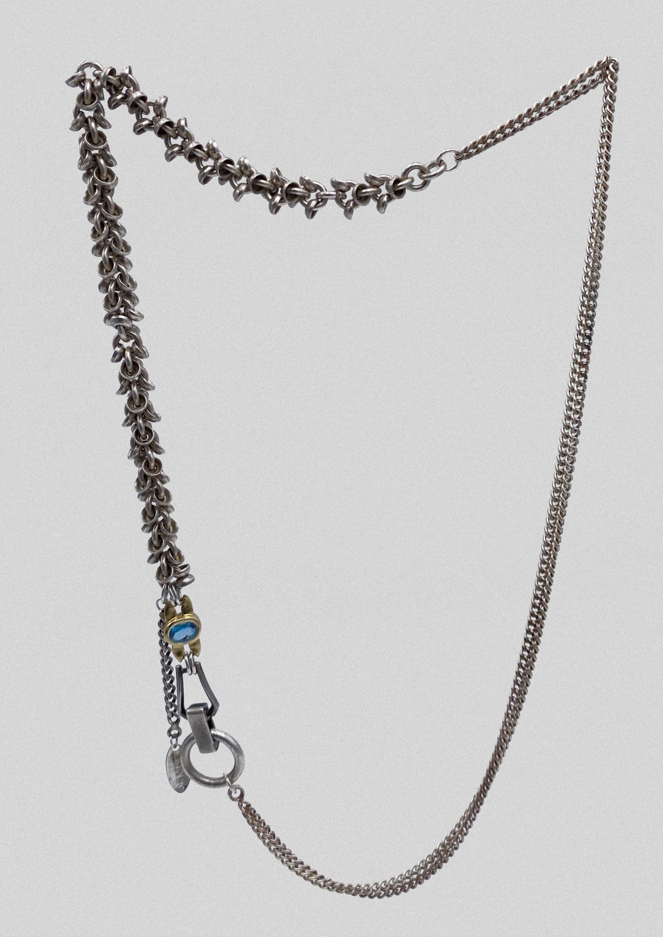 Collier - Argent massif maille épi de blé et pierre fine