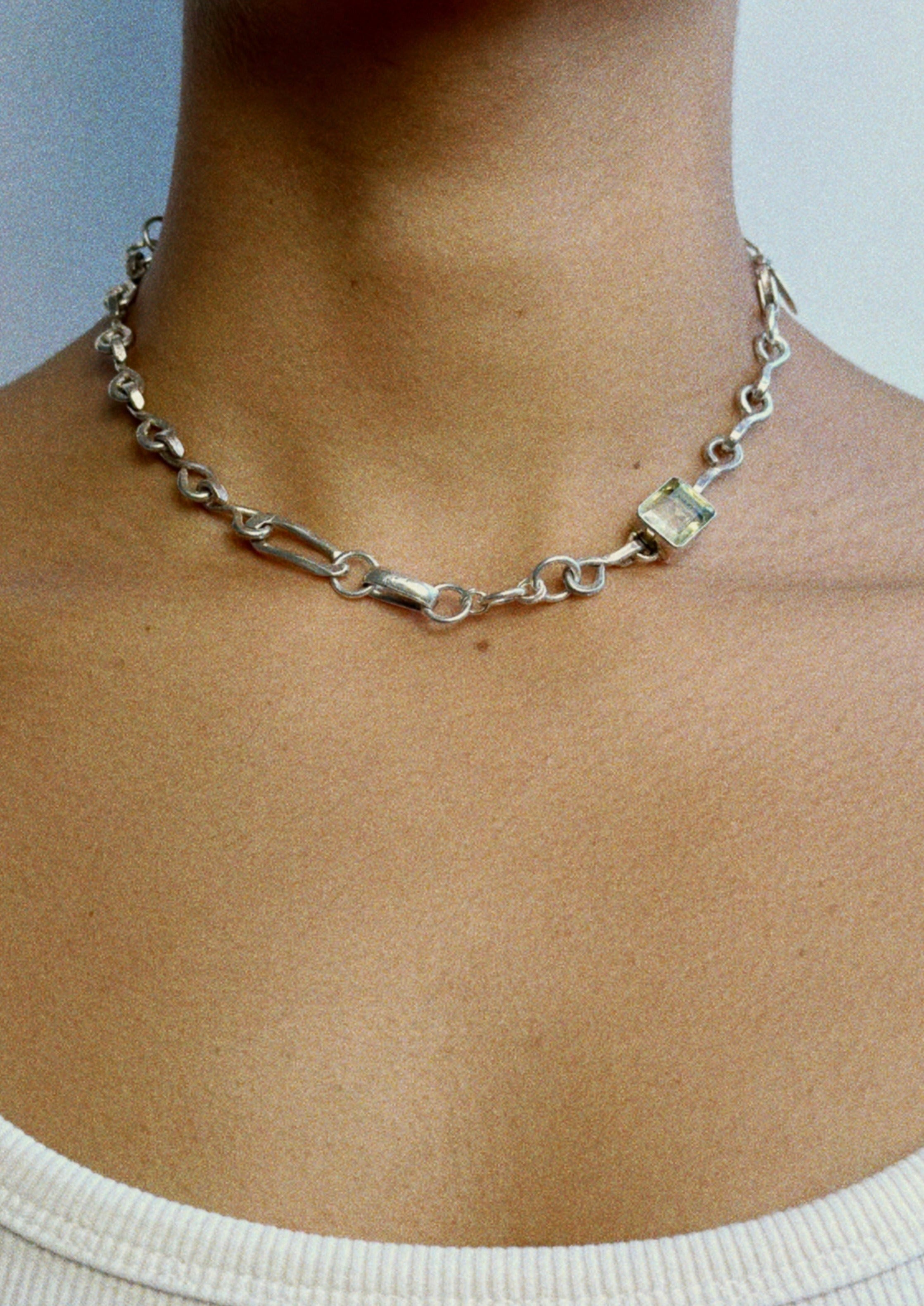 Collier unique - argent massif, améthyste verte
