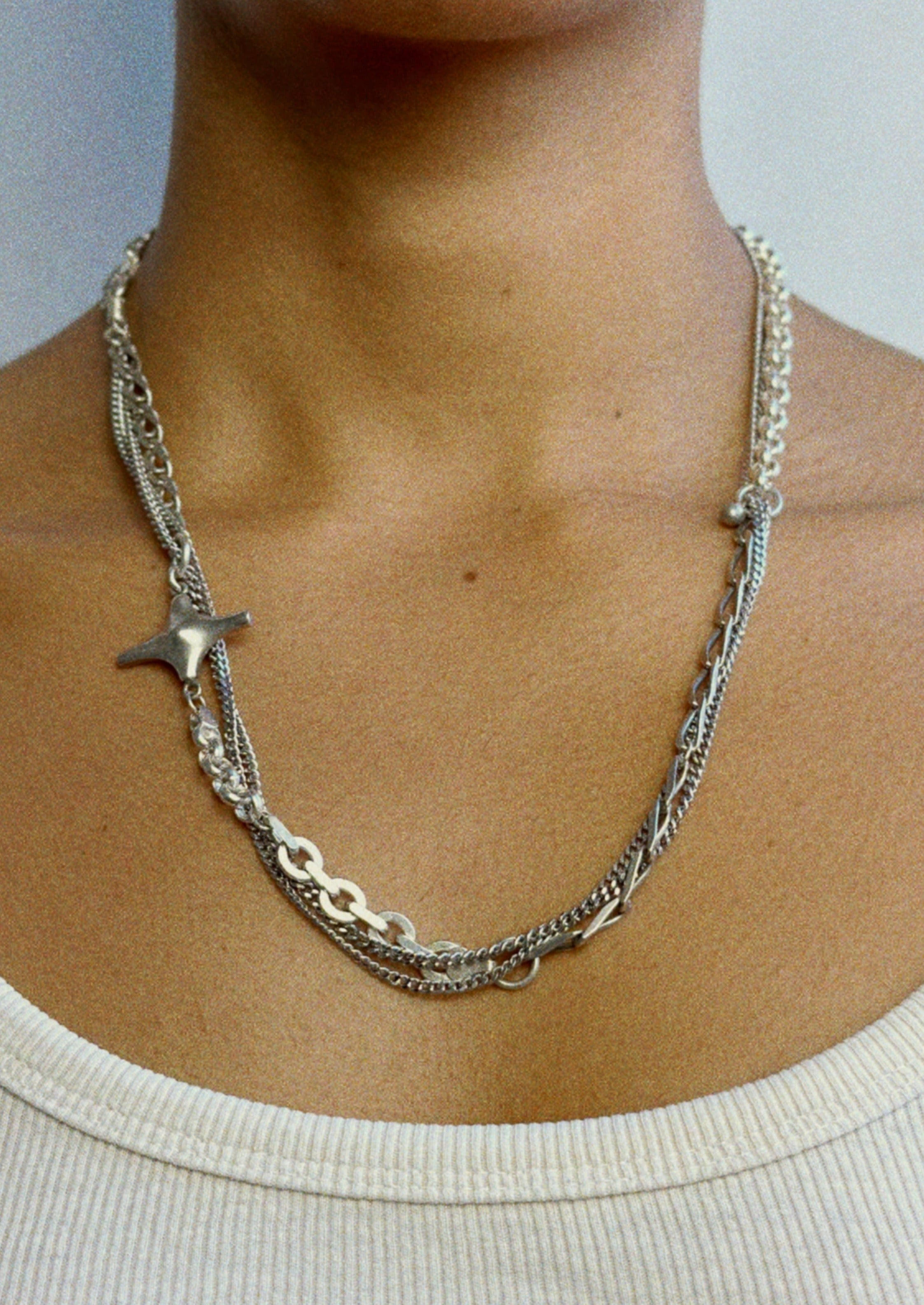 Collier unique - chaîne multiple en argent