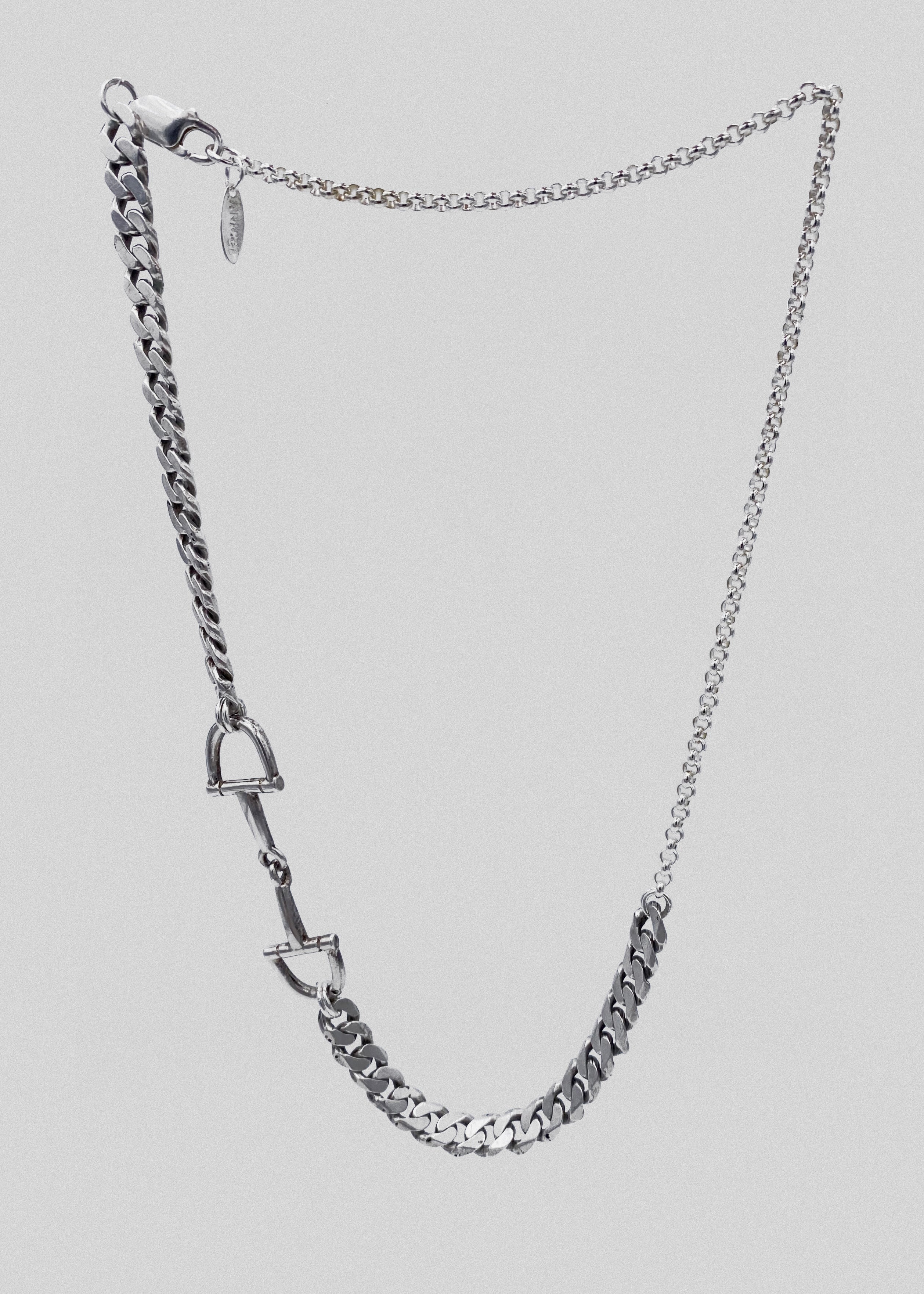 Collier unique - argent massif, double anneau