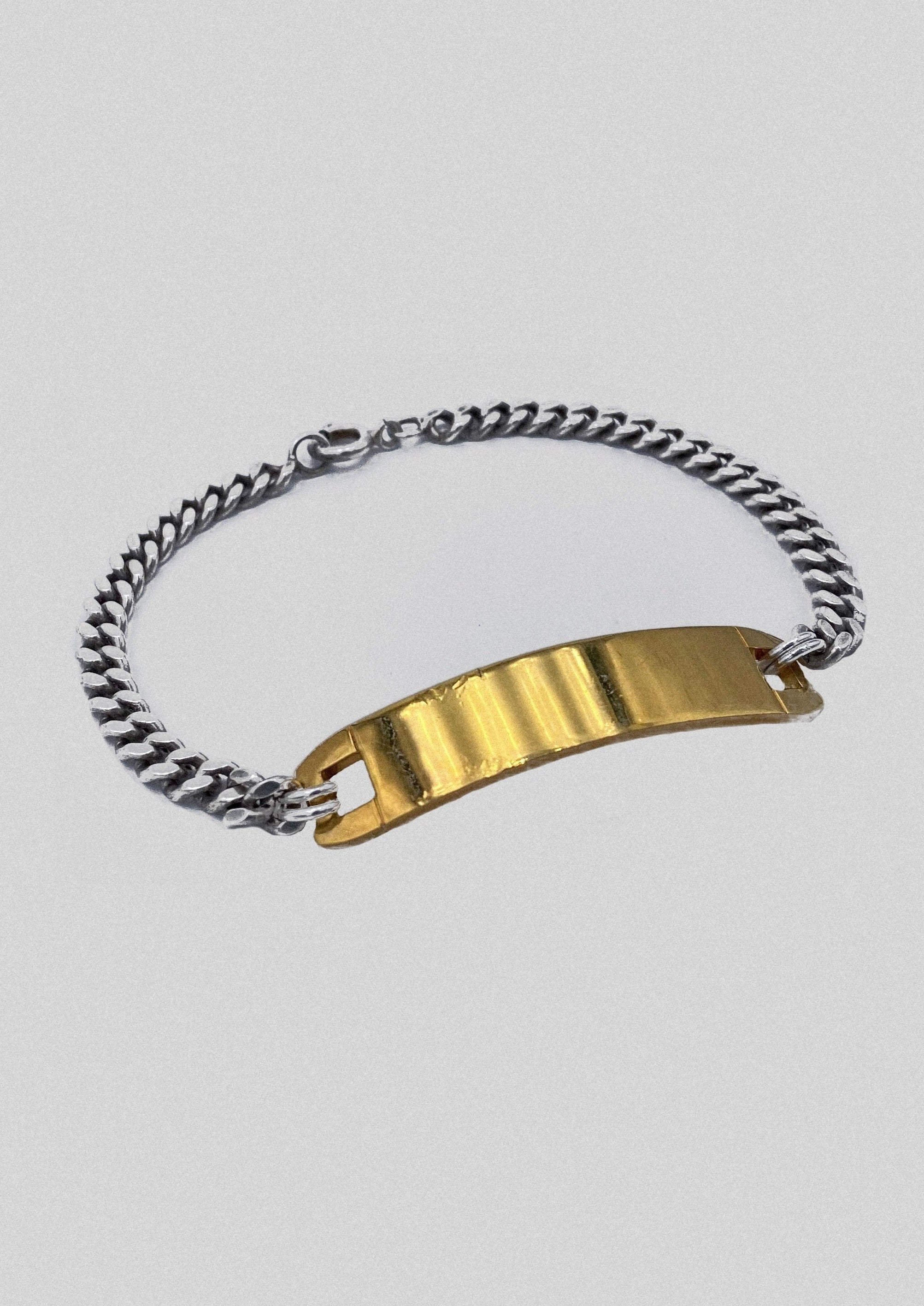 Bracelet - argent massif, gourmette, plaqué or
