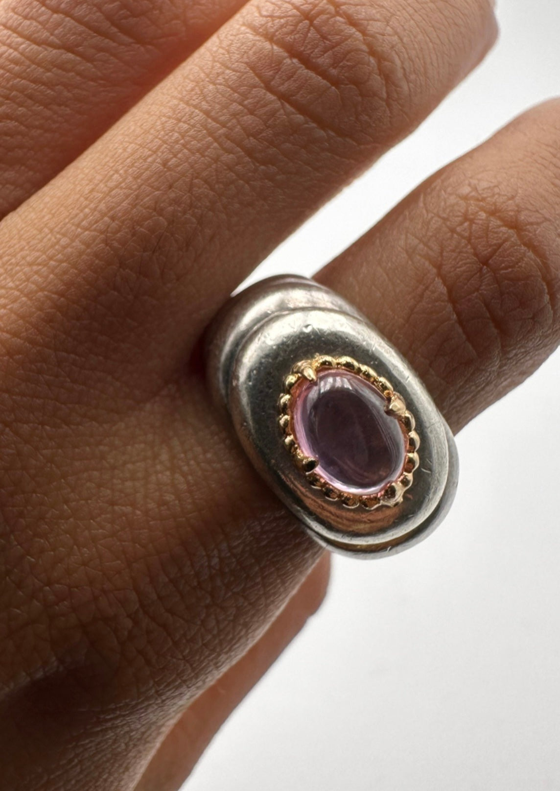 Bague unique - argent 925, plaqué or, Crystal rose