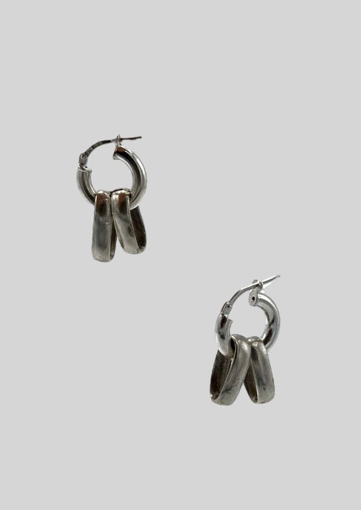 Boucle d'oreille - Petite créole argent Argent massif maillons