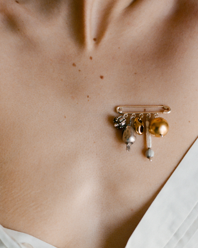 Broche - "Grigri - en argent & or