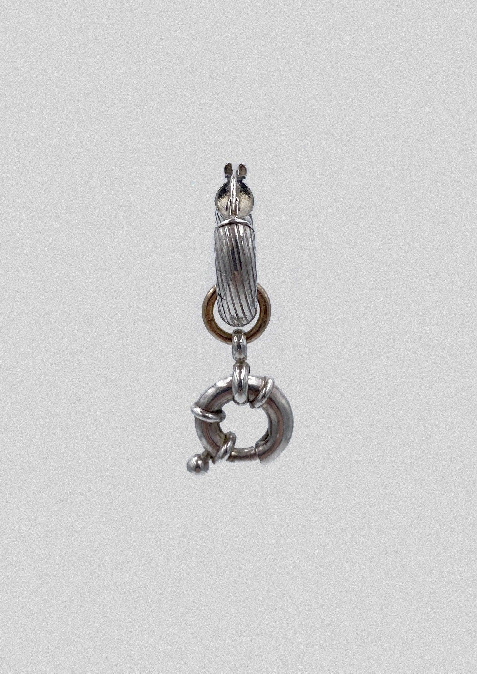 Mono Boucle d'oreille - créole en argent massif et fermoir bouée