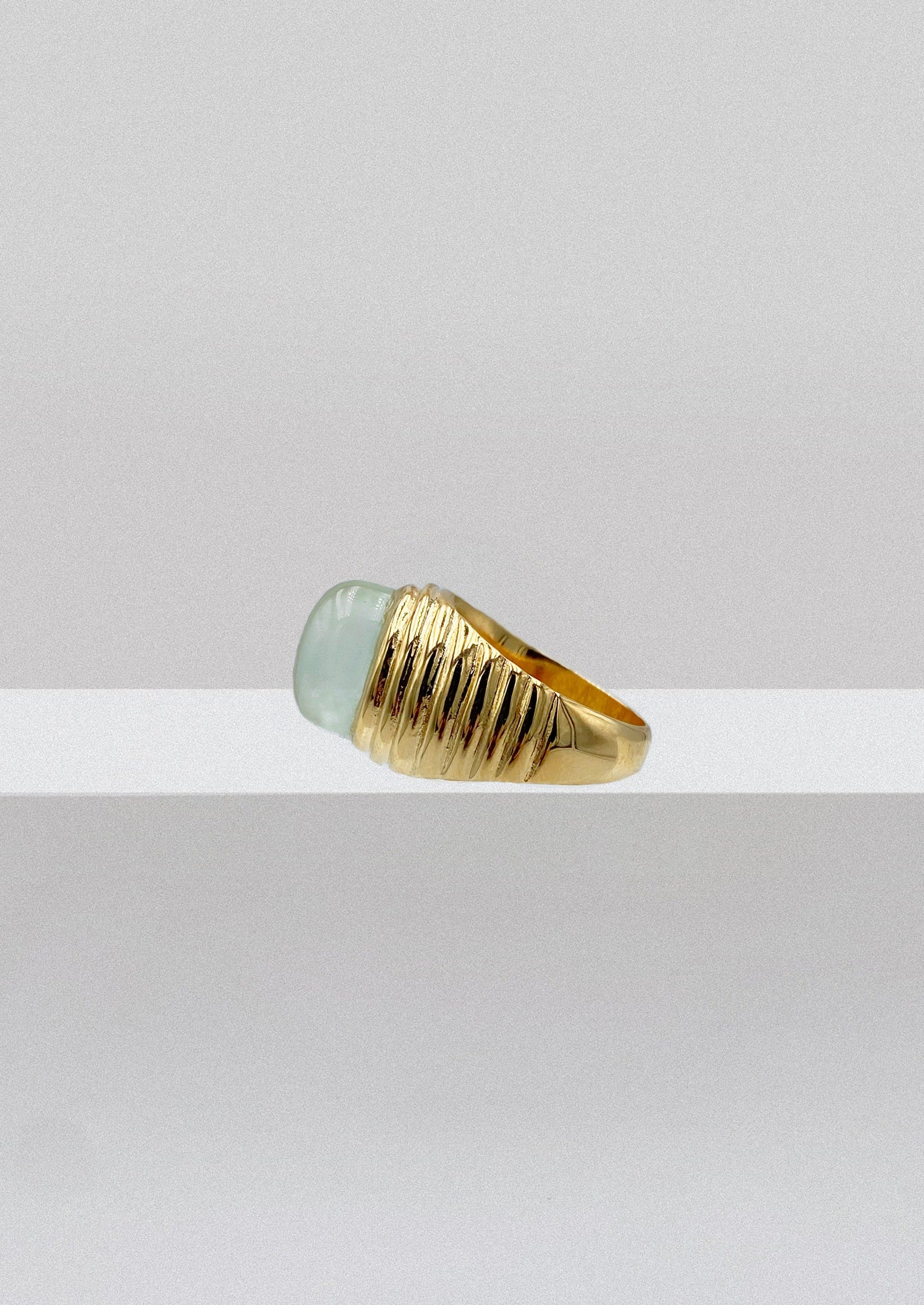 Bague - laiton plaqué or & pierre fine