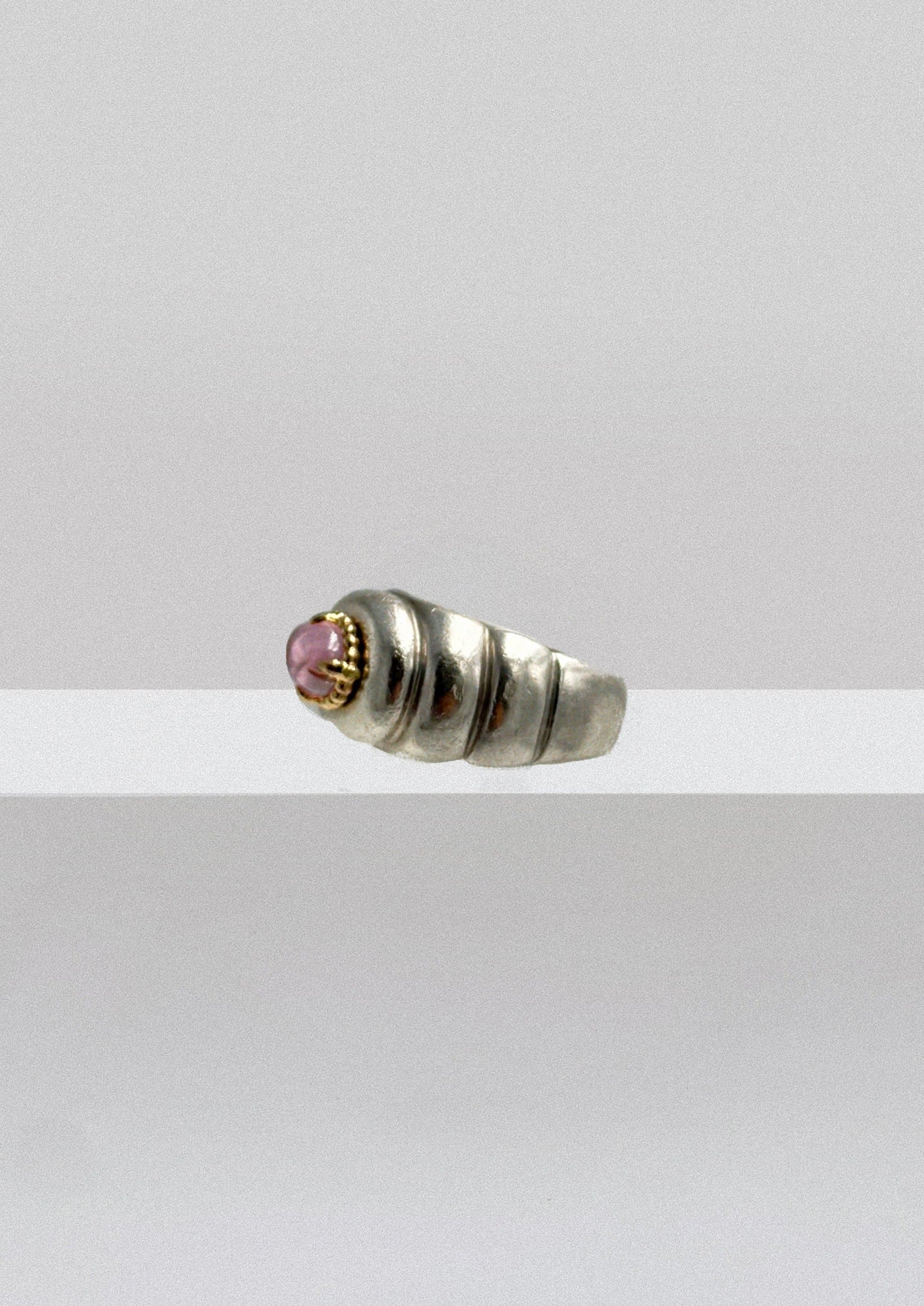 Bague unique - argent 925, plaqué or, Crystal rose