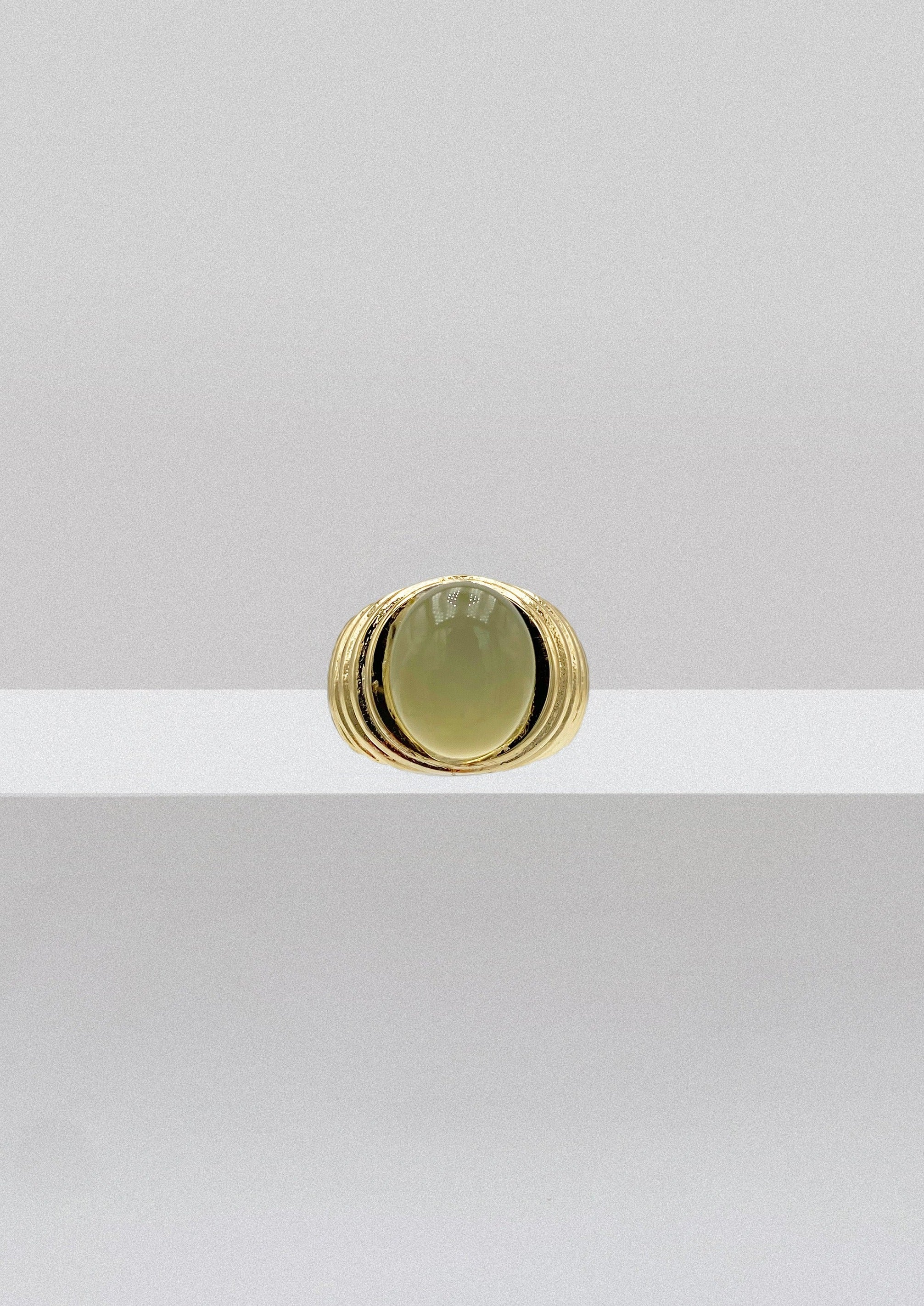 Bague - laiton plaqué or & pierre fine