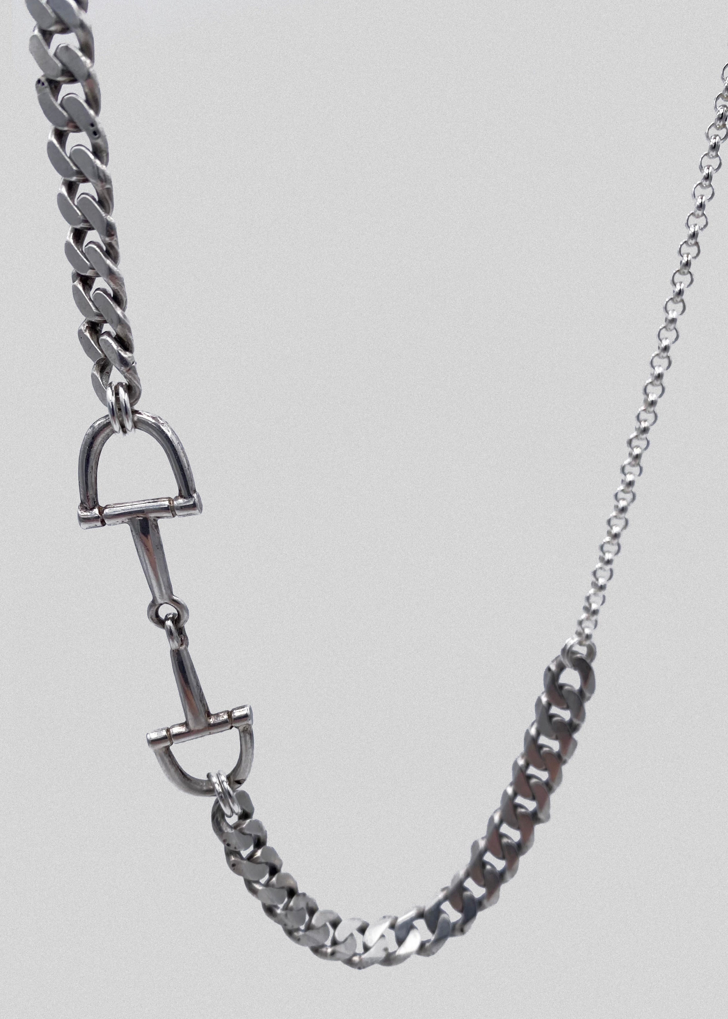 Collier unique - argent massif, double anneau