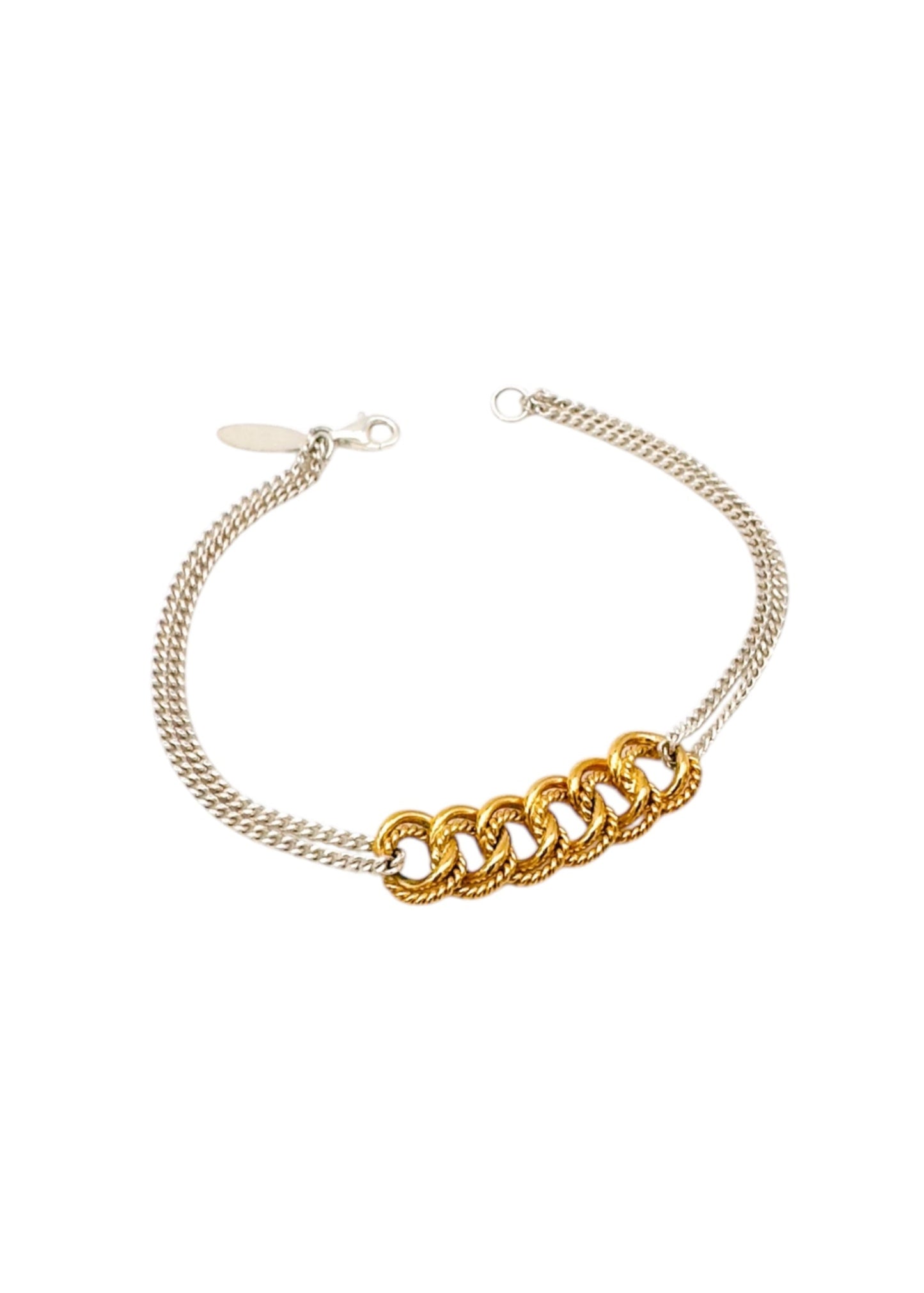 Bracelet - "La gourmette" - 925 silver and 20 micron gold plated