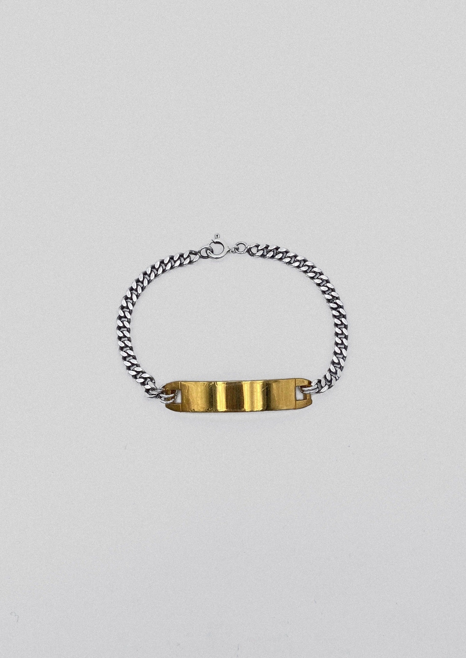 Bracelet - argent massif, gourmette, plaqué or