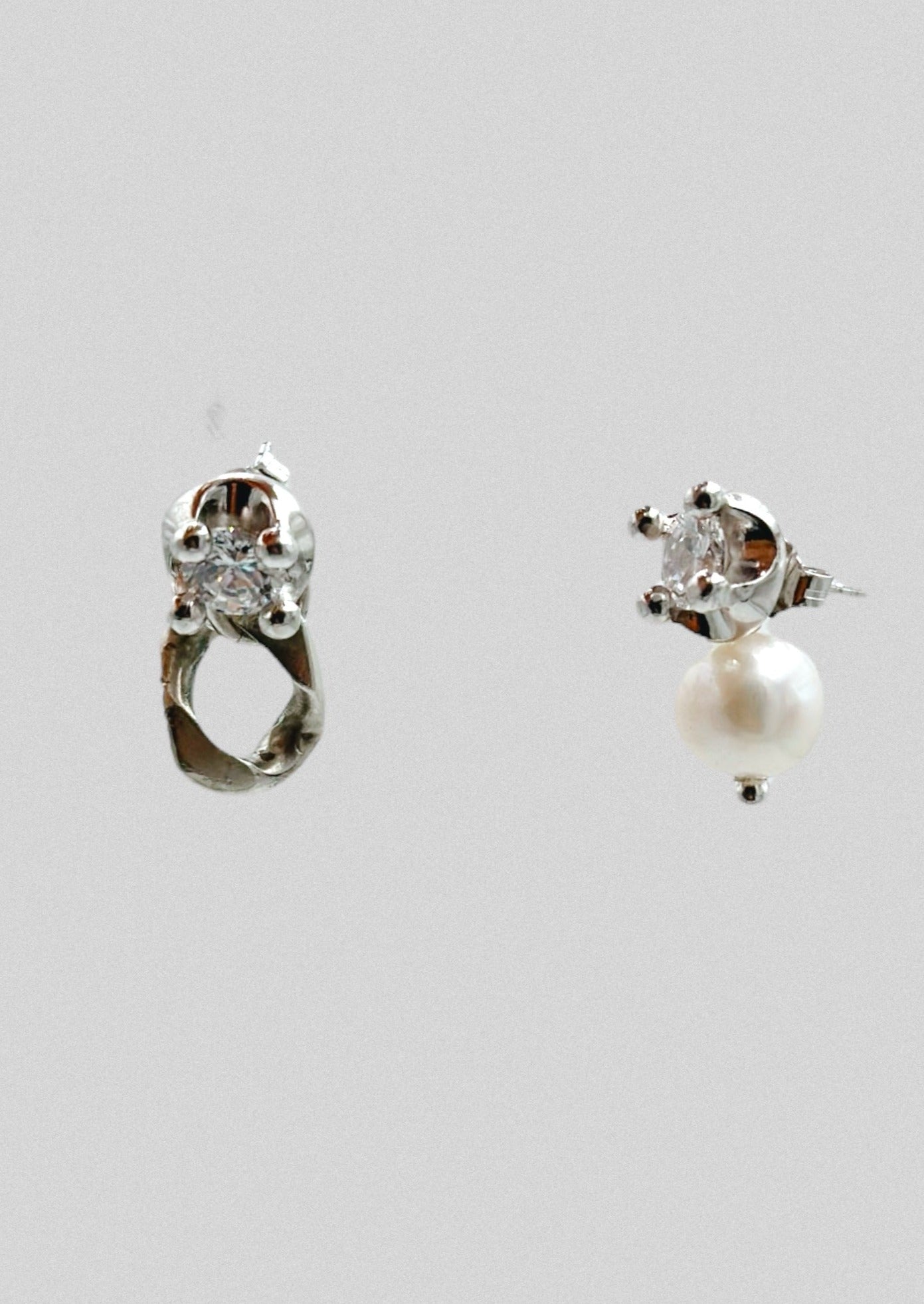 Boucles d'oreilles - Puces d'oreilles en argent sterling 925 & cristaux blancs