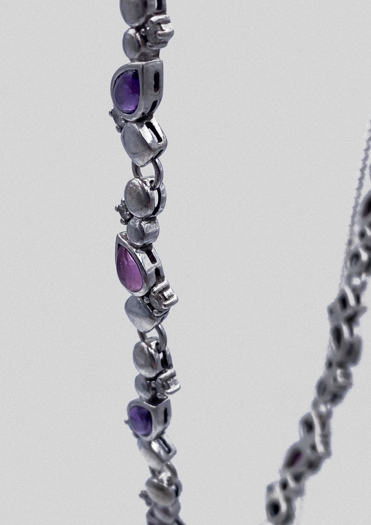 Collier - argent massif, cristaux rose et violet