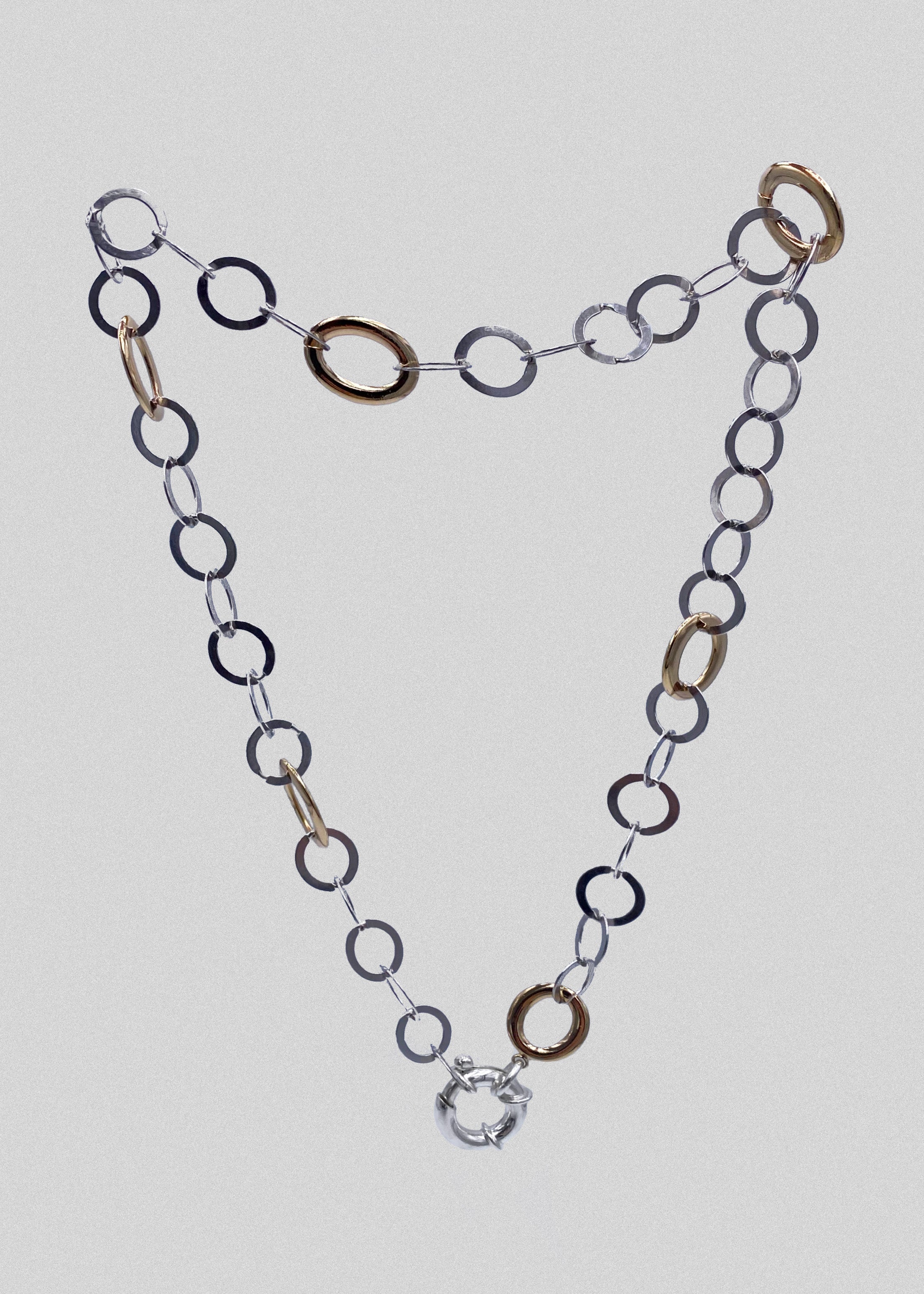 Collier - argent massif et maillon or