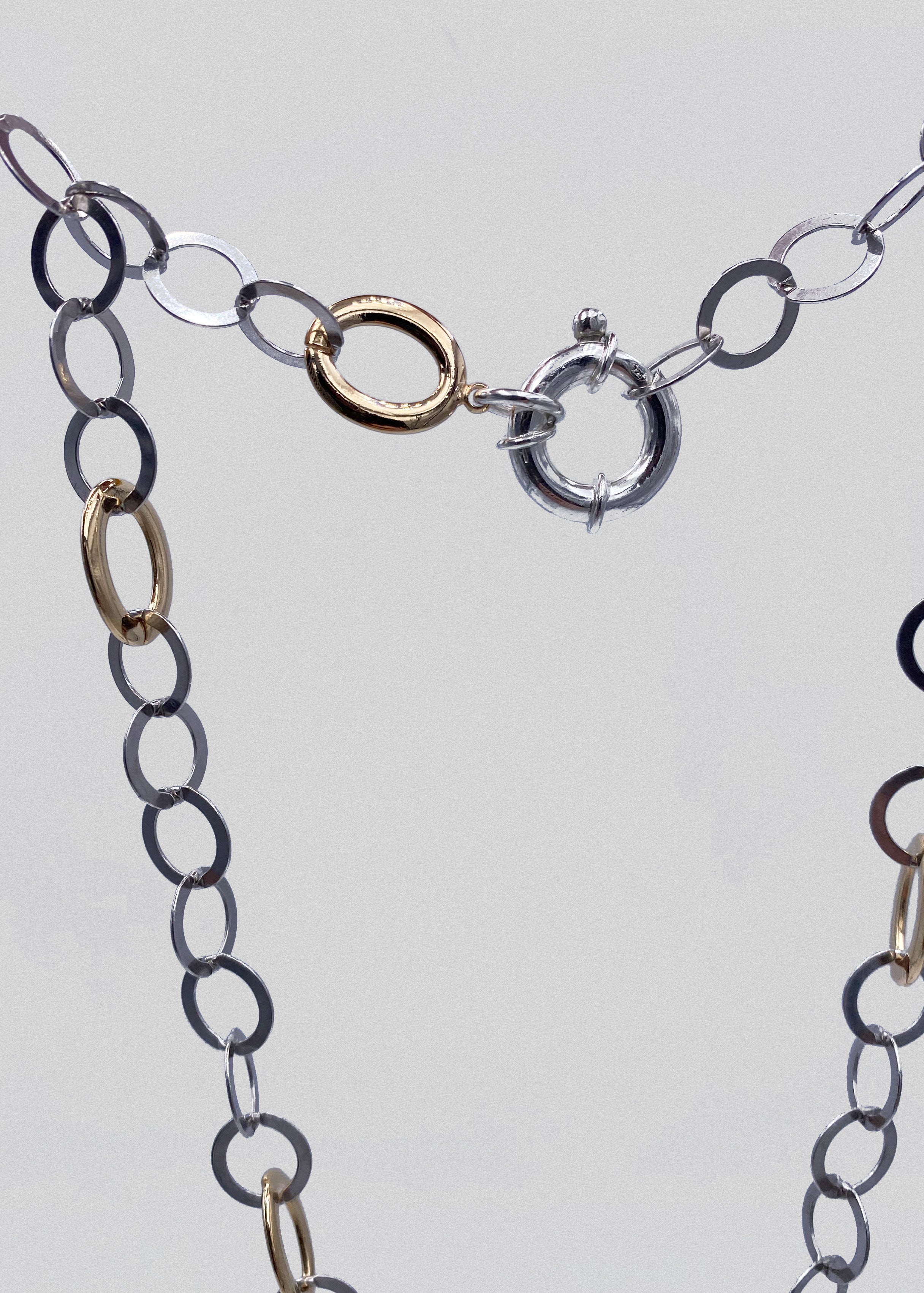 Collier - argent massif et maillon or