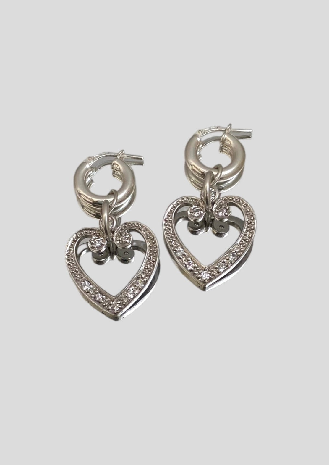 Boucle d'oreille - argent massif coeur crystal