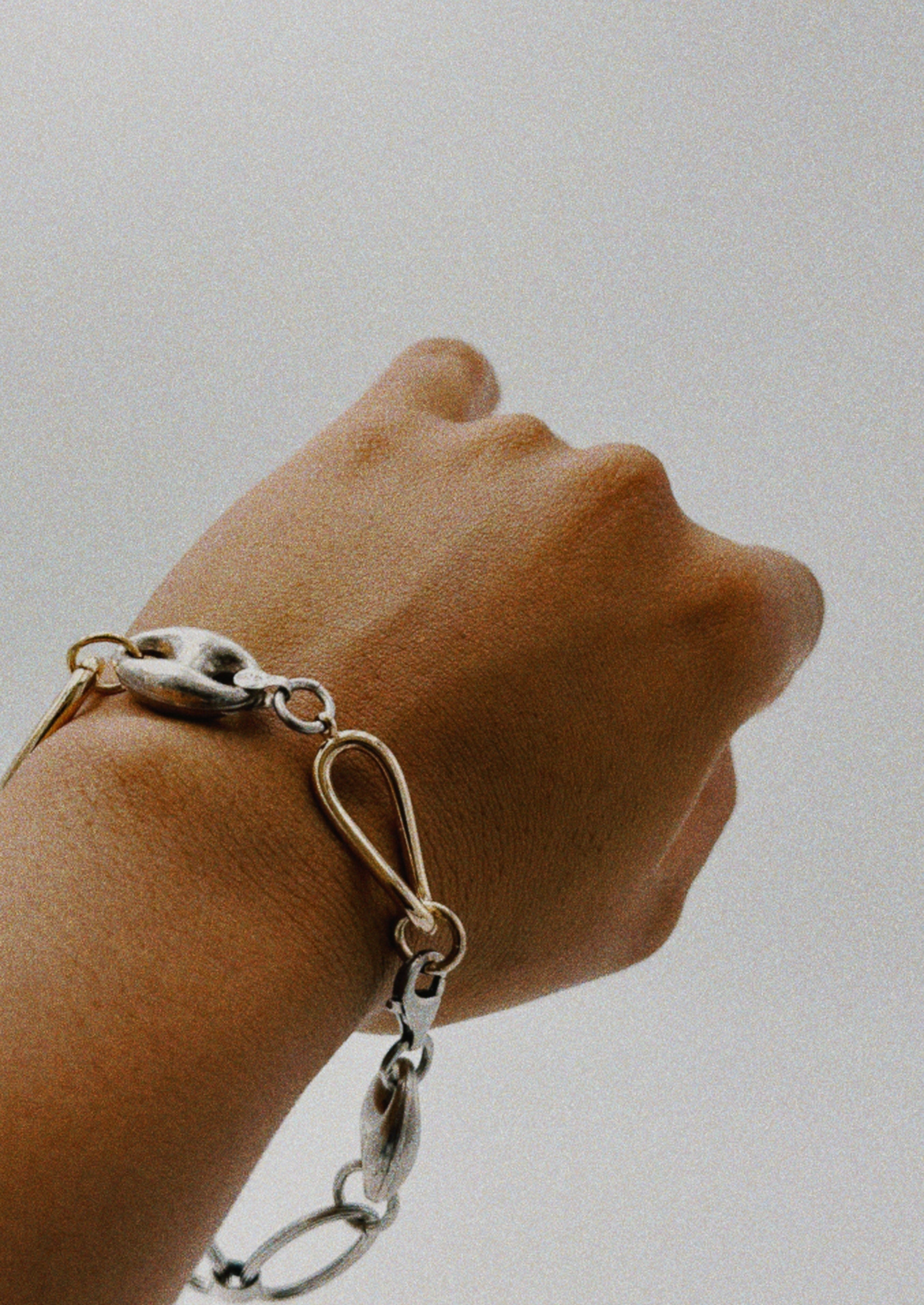 Bracelet - argent massif, maille café, plaqué or