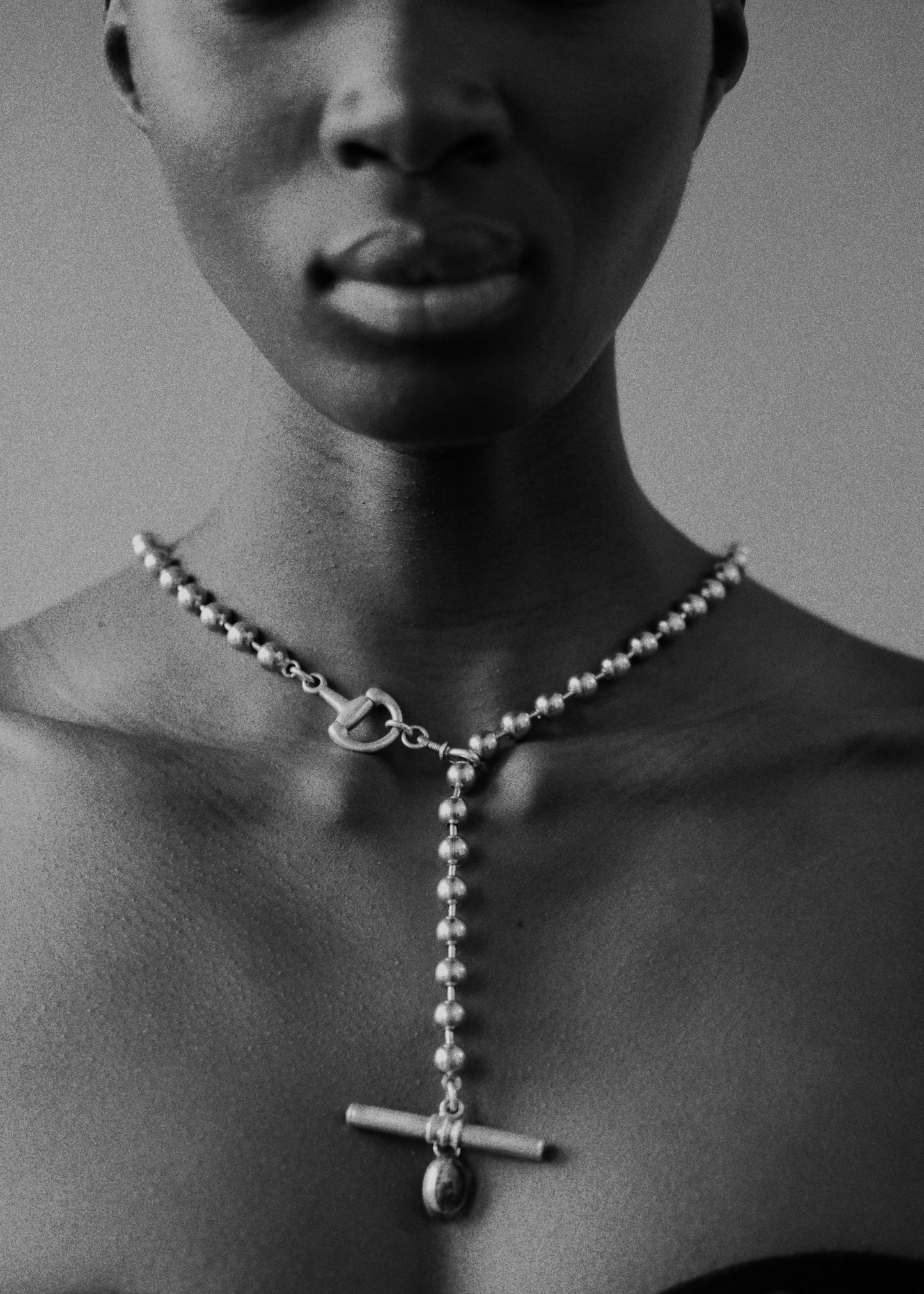 Collier - Pièce unique - en argent, plaqué or et pierre agate