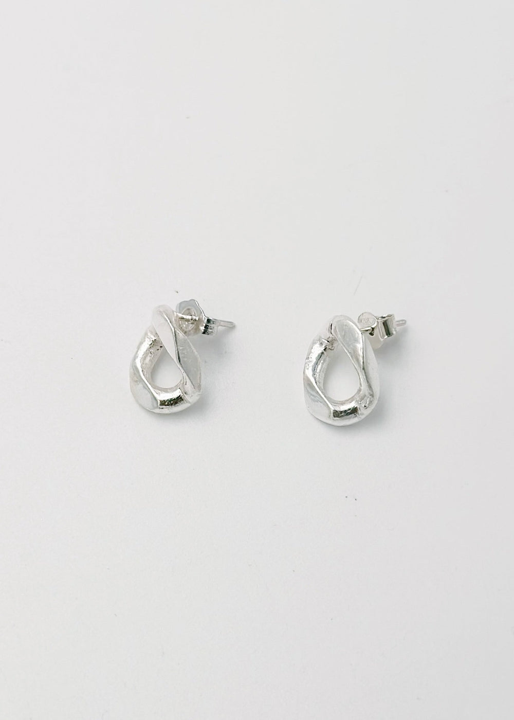 Boucle d'oreille - "Les Stud gourmette" - Argent 925, Vermeil, Cristal - permanent