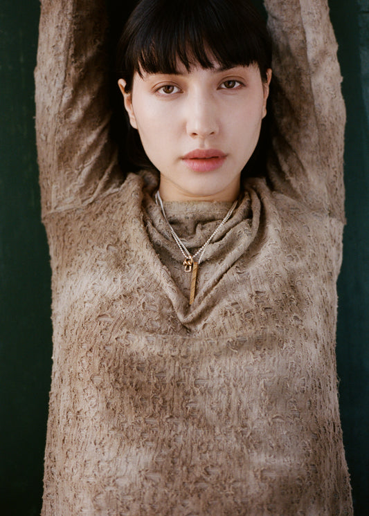 Collier pendentif - "Tie" - argent & or