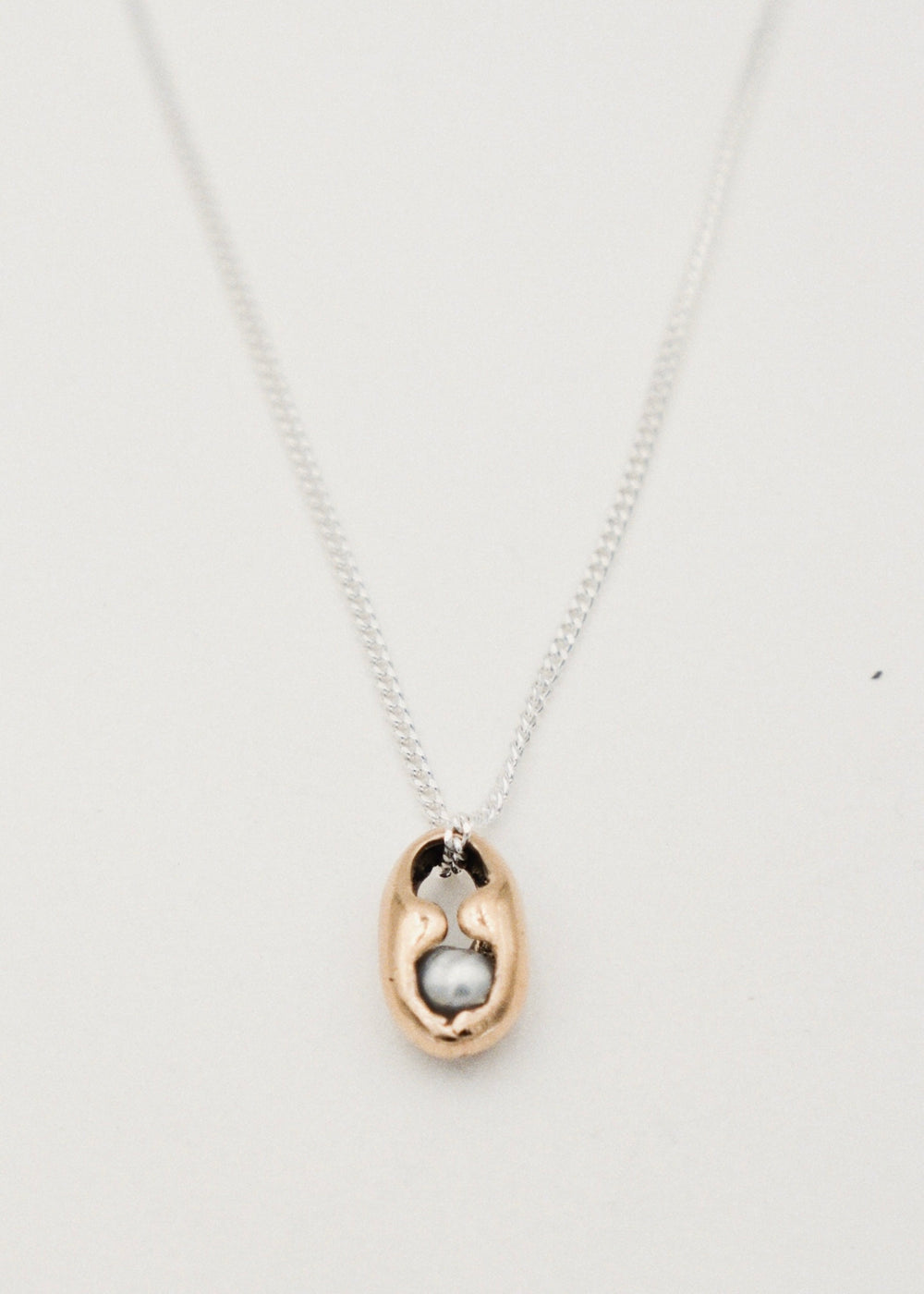 Collier pendentif - "Café" - argent & or