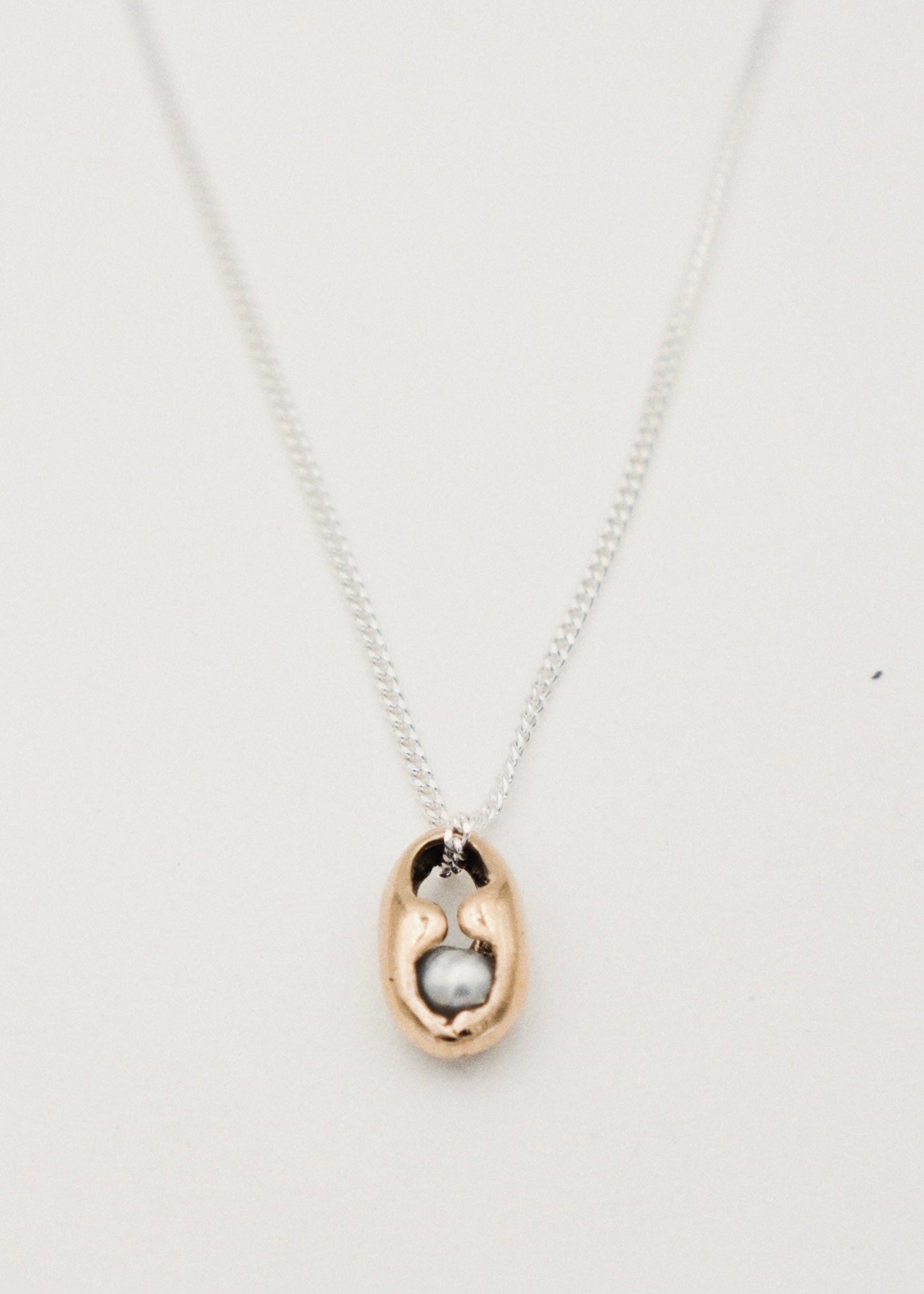 Collier pendentif - "Café" - argent & or