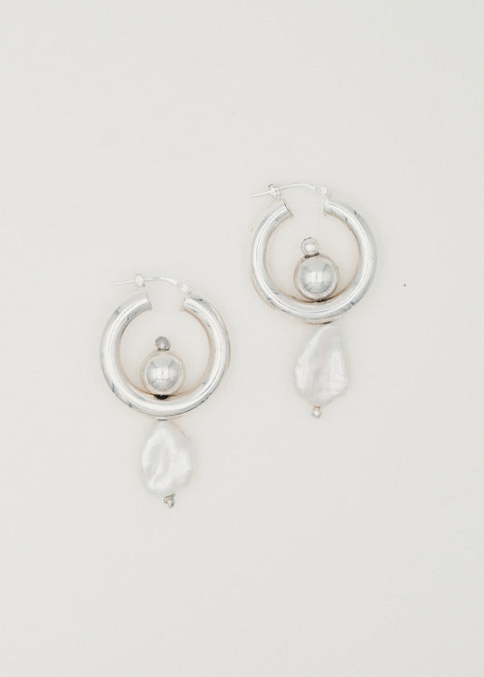 Boucle d'oreilles - "Pendule"  - Argent 925, perle baroque
