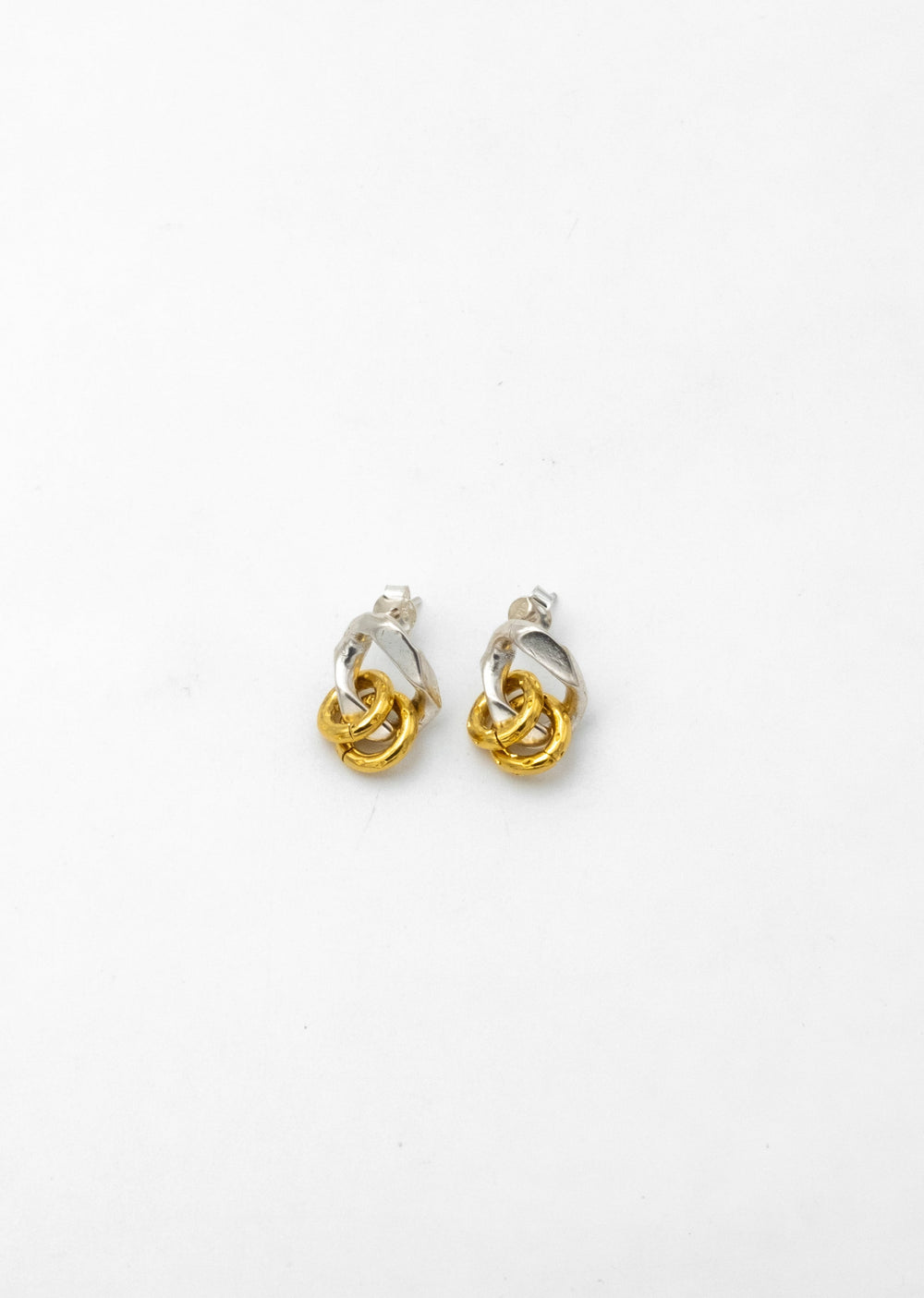Earring - "Les Stud gourmette" - 925 Silver, Vermeil, Crystal - permanent