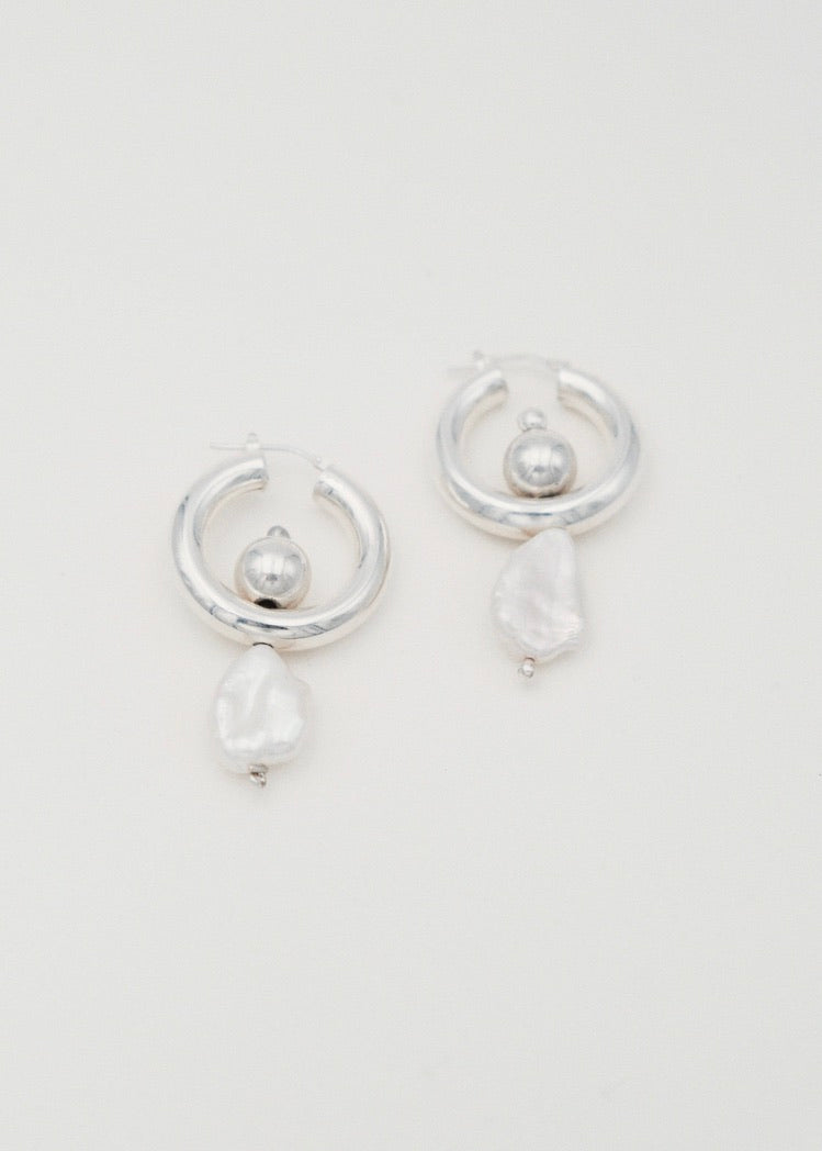 Boucle d'oreilles - "Pendule"  - Argent 925, perle baroque