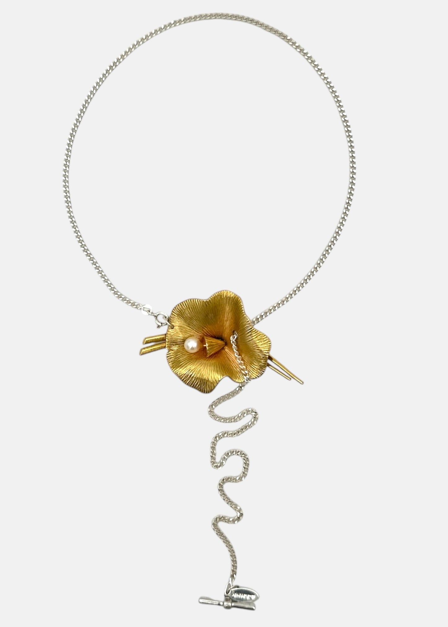 Necklace - "The flower" gold plated and 925 silver