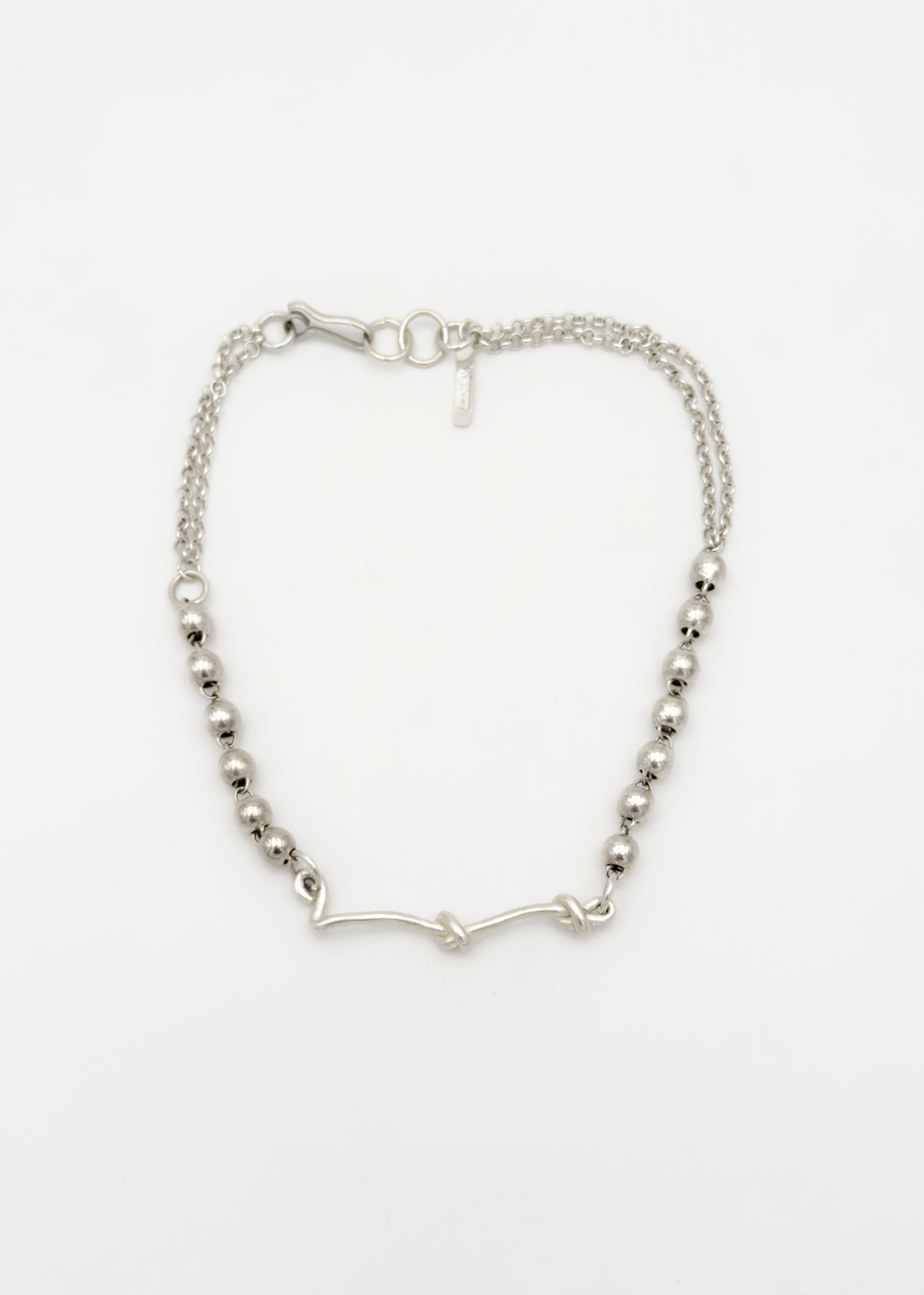 Necklace - Double mesh and flower in agent