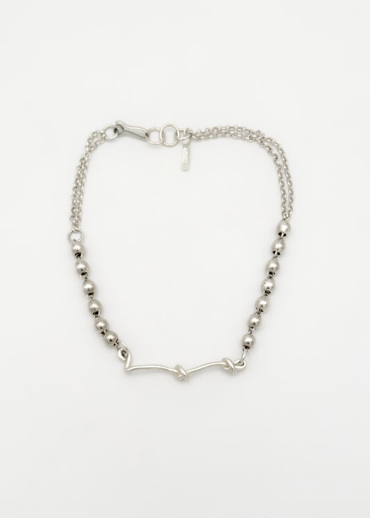 Necklace - Double mesh and flower in agent