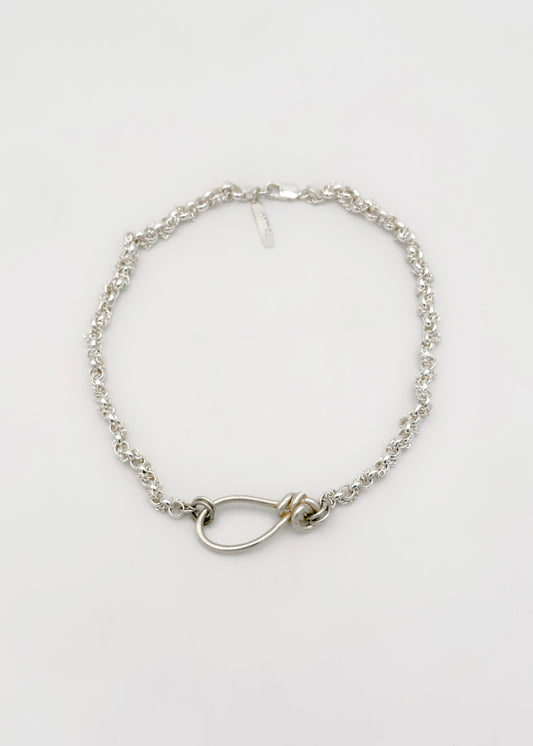 Necklace - Double mesh and flower in agent
