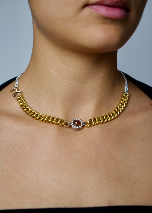 Necklace - "The Crystal" gold plated and 925 silver