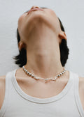 Necklace - Double mesh and flower in agent