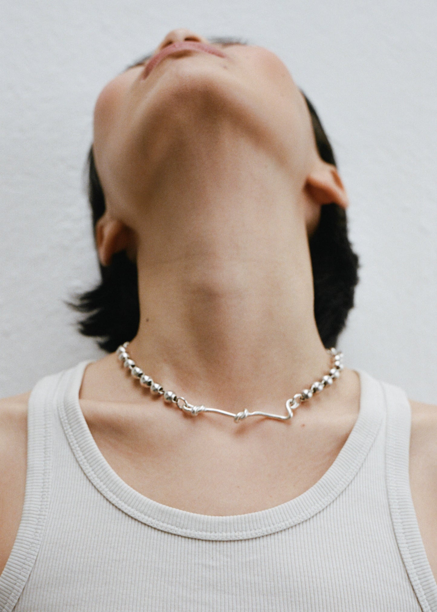 Necklace - Double mesh and flower in agent