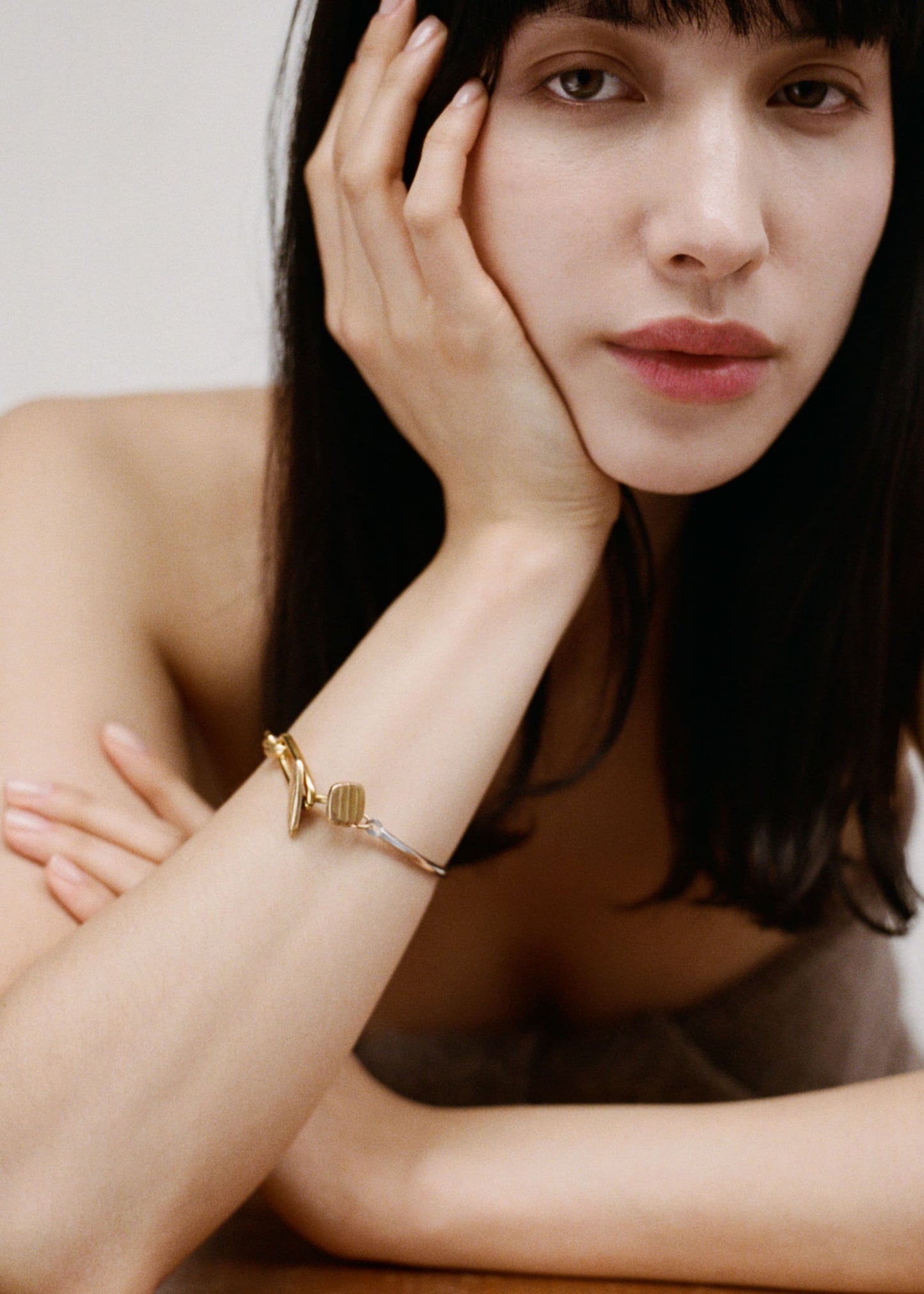 Bracelet - "Cufflink" - en argent & or