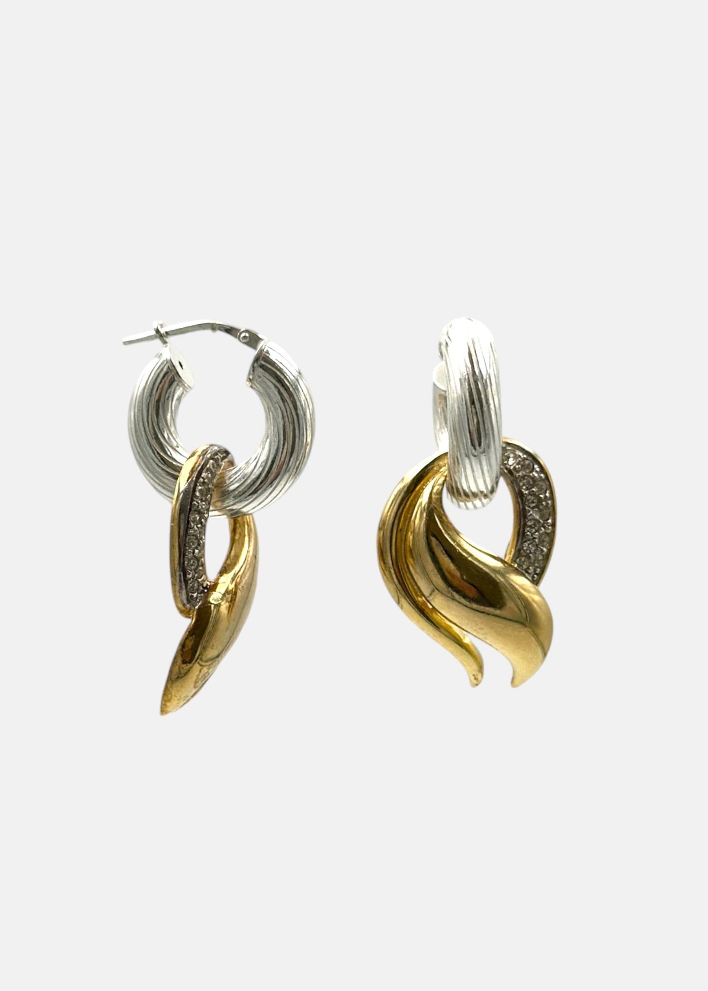 Earring - "Fire" - 925 silver, 20 micron gold plated, crystal