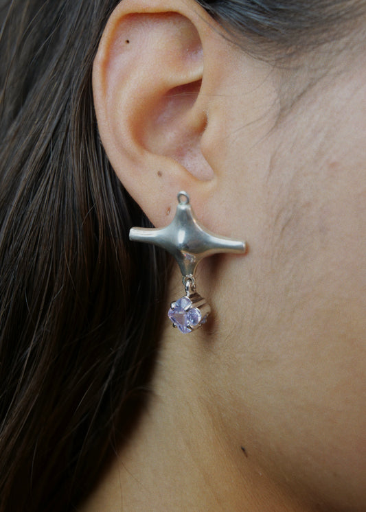 Earring - "The star" - 925 silver &amp; crystal