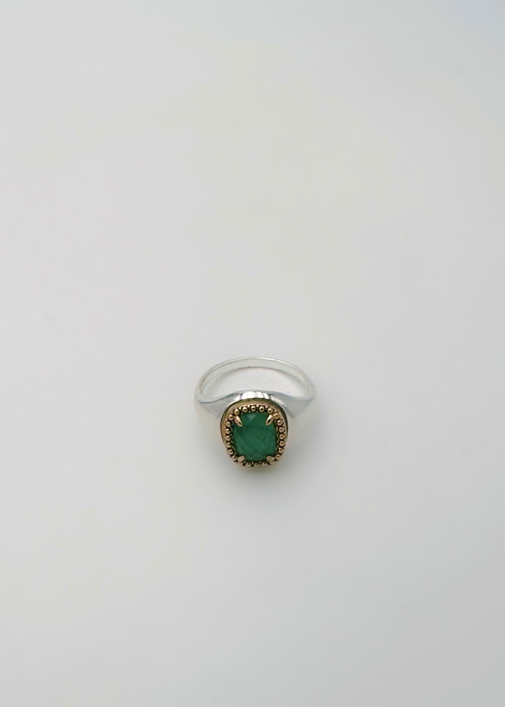 Bague - argent, et cristaux vert