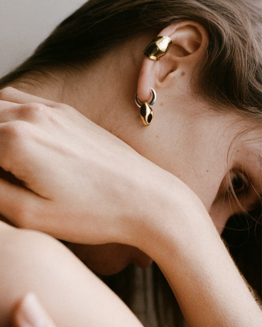 Boucle d'oreilles - "Café"  - Argent 925 & or